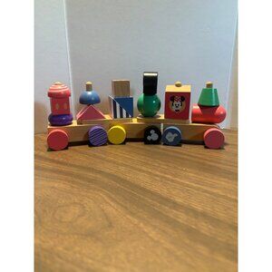 Disney Wooden Stacking Train Toy  Mickey Mouse Wood Block Set Kids Pretend Play
